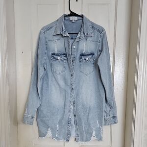 Distressed Denim Shirt Jacket